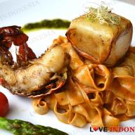 Tagliatelle with Cod Fish Fillet and Creamy Lobster