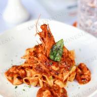 Homemade Fettucine with Spicy Seafood Arabita