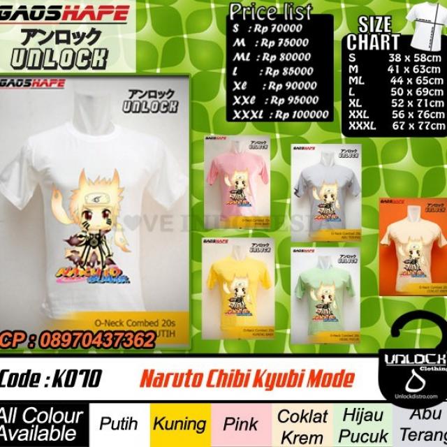 jual kaos K070 Kaos Naruto Chibi Kyubi Mode harga paling murah gan pas banget