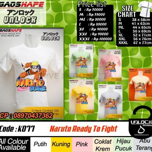 jual kaos K077 Kaos Naruto Ready To Fight harga murah terjangkau semua kalangan