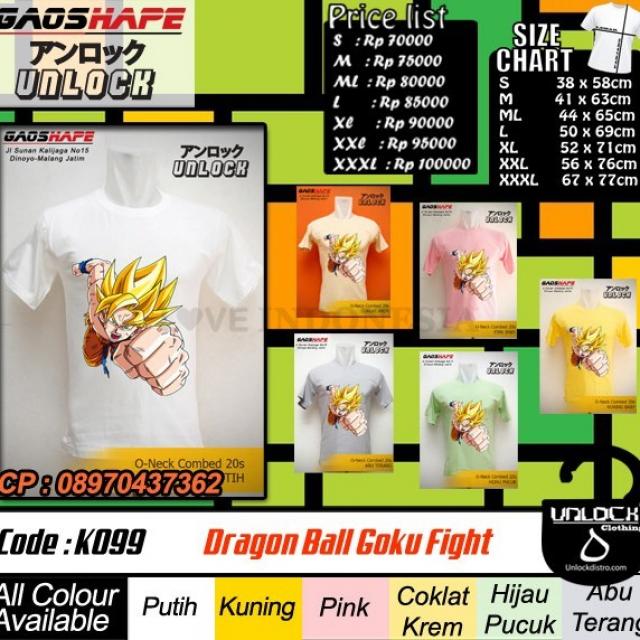 jual kaos anime murah K099 Kaos Dragon Ball Goku Fight harga pas banget gan siap kirim