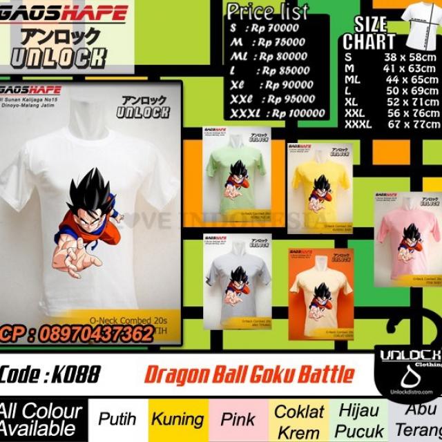 jualan kaos K088 Kaos Dragon Ball Goku Battle keren dan berkualitas tinggi