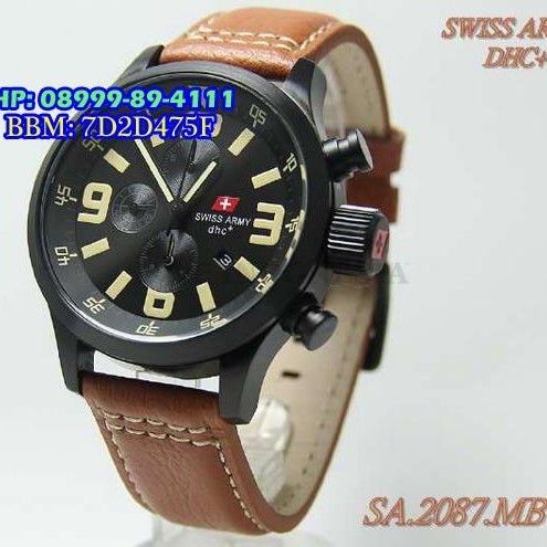Swiss Army 2087 Black Cream Brown Leather