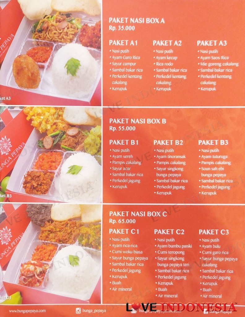 Menu Restoran di Bunga  Pepaya  Restaurant Manado RP 