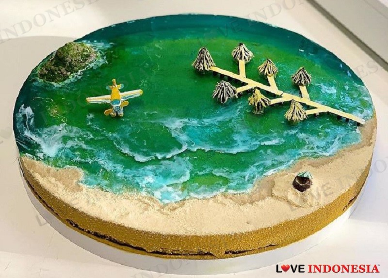 Keren! Kue Berbentuk Pantai Pulau Tropis, Bikin Enggak Tega Makan