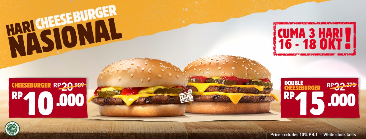 PROMO BURGER KING Cheeseburger harga spesial jadi SETENGAH HARGA!