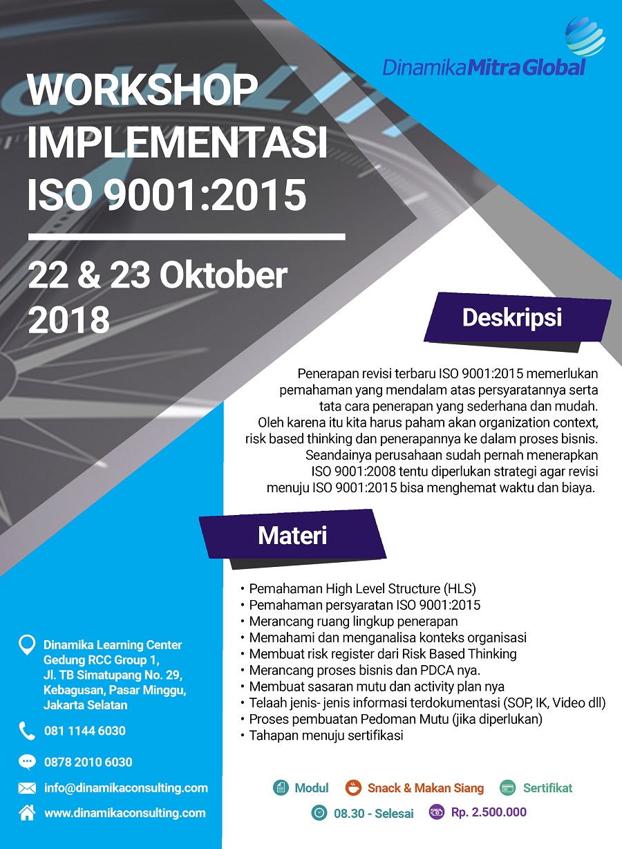 WORKSHOP IMPLEMENTASI SISTEM MANAJEMEN MUTU ISO 9001:2015