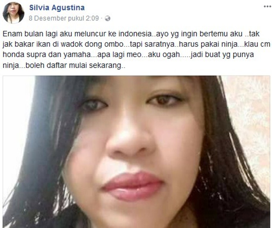 Rame di Facebook, Status Wanita Ini Jadi Viral, Buat Syarat Minimal Punya Motor Ninja Untuk Dekat Dengannya