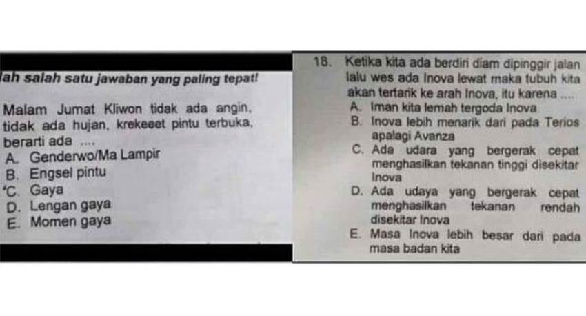 Kocak, Soal UAS Fisika di SMA Cirebon ini Dibikin Nggak Biasa, Buat Murid Jadi Nggak Pusing
