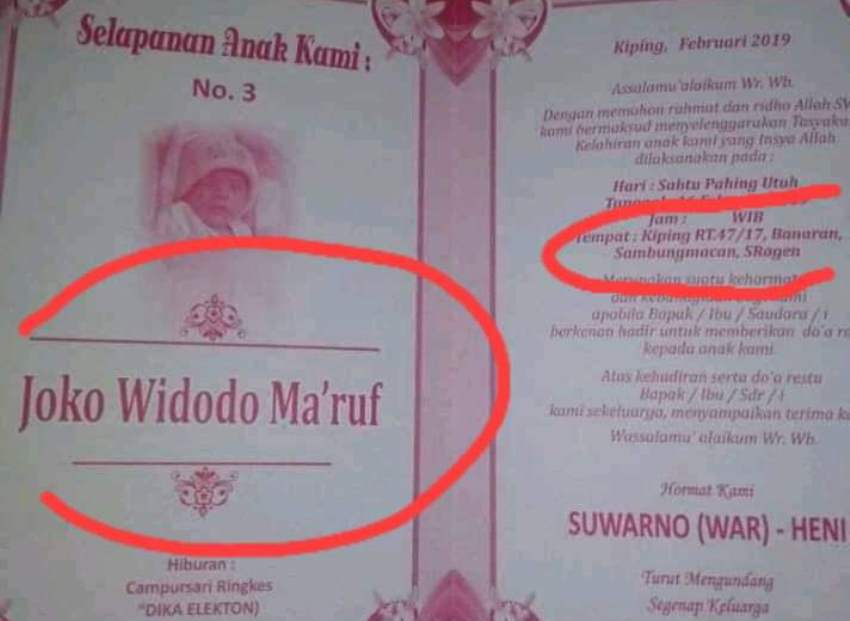 Kedua Orangtuanya Ngefans Berat, Bayi ini Diberi Nama Joko Widodo Ma'ruf